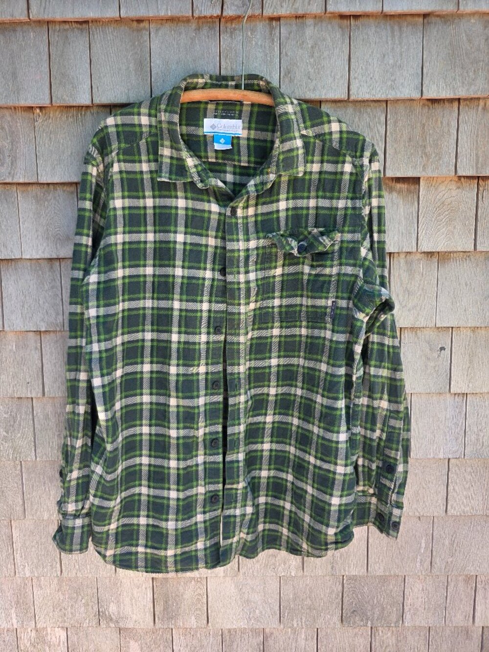 Men's L Columbia 100% Cotton Plaid Flannel Shirt